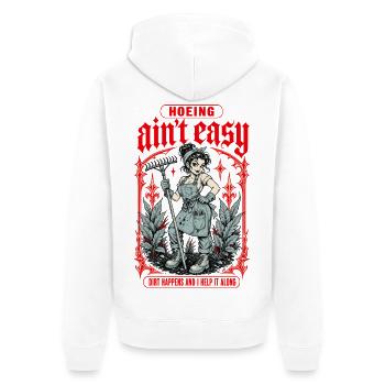 Hacken ist nicht einfach, Erde passiert beim Gärtnern - Unisex Premium Bio Zip Hoodie - Weiß - Hinten - Thijin (182cm)
