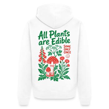 Alle Pflanzen sind essbare, biologische Gärtnerungen - Unisex Premium Bio Zip Hoodie - Weiß - Hinten - Thijin (182cm)