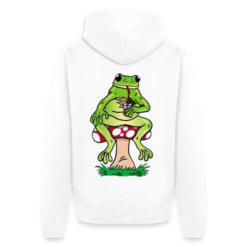 Frosch und Cocktail - Unisex Premium Bio Zip Hoodie - Weiß - Hinten - Thijin (182cm)