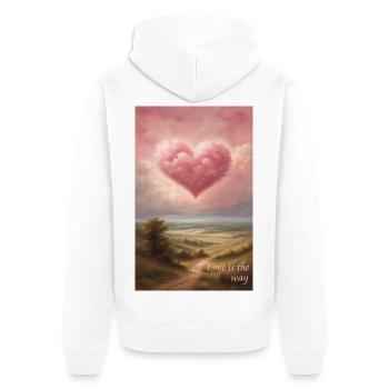 Herzwolke am Abend - Unisex Premium Bio Zip Hoodie - Weiß - Hinten - Thijin (182cm)