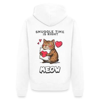 Snuggle Time Is Right Meow Katze Kuscheln Geschenk - Unisex Premium Bio Zip Hoodie - Weiß - Hinten - Thijin (182cm)