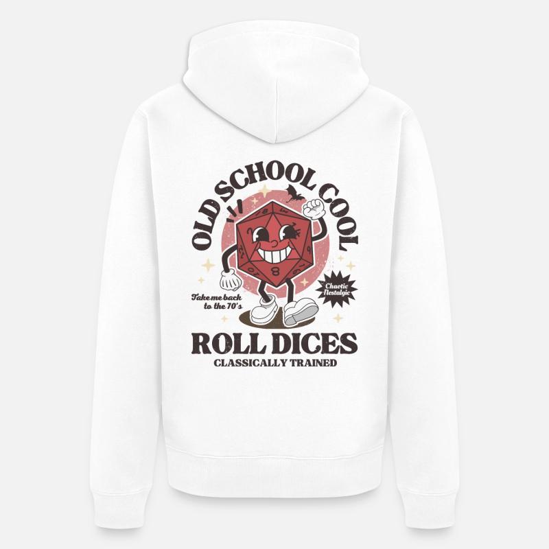 Donjons - Dragons old school roll dices rétro D20 - Veste à capuche bio Premium Unisexe - blanc
