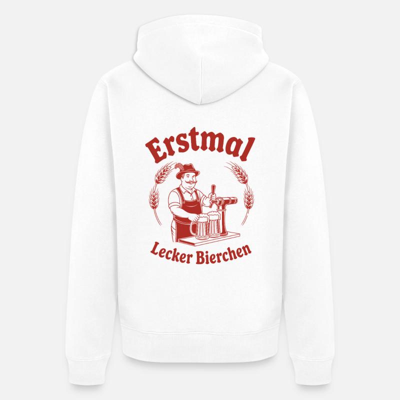 Erstmal lecker Bierchen - Unisex Premium Bio Zip Hoodie - Weiß