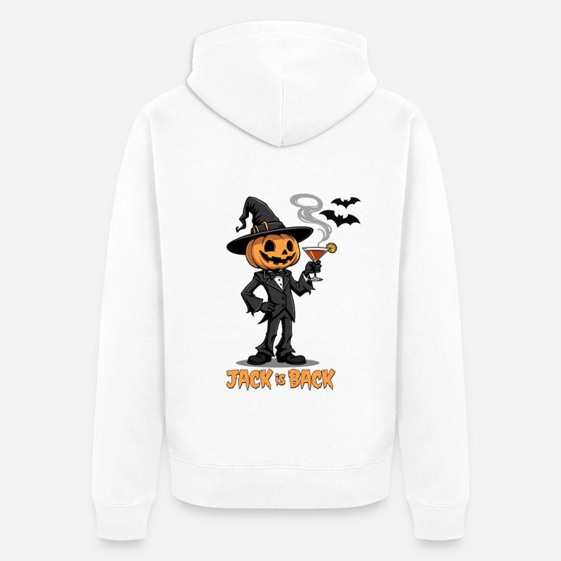 Jack is Back - Citrouille d’Halloween - Veste à capuche bio Premium Unisexe - blanc