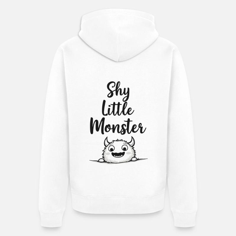 Petit monstre timide Süßes Monster - Veste à capuche bio Premium Unisexe - blanc