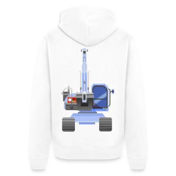Blauer Bagger - Unisex Premium Bio Zip Hoodie - Weiß - Hinten - Thijin (182cm)