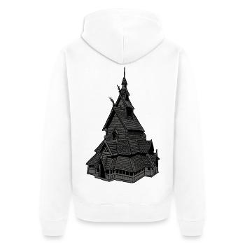 Stave Church Norvège gris - Veste à capuche bio Premium Unisexe - blanc - Dos - Thijin (182cm)