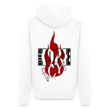 hier koche ich - Unisex Premium Bio Zip Hoodie - Weiß - Hinten - Thijin (182cm)