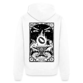Tarot à un anneau noir - Veste à capuche bio Premium Unisexe - blanc - Dos - Thijin (182cm)