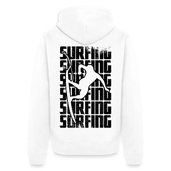 Surfing - Unisex Premium Organic Zip Hoodie - white - Back - Thijin (182cm)