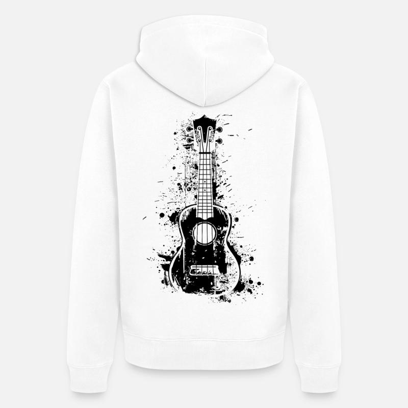 Rouleaux de peinture pour ukulélé - Veste à capuche bio Premium Unisexe - blanc