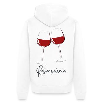 Rebenselixier - Unisex Premium Bio Zip Hoodie - Weiß - Hinten - Thijin (182cm)