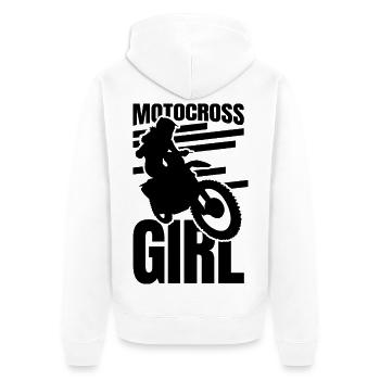 Motocross Fahrerin - Unisex Premium Bio Zip Hoodie - Weiß - Hinten - Thijin (182cm)