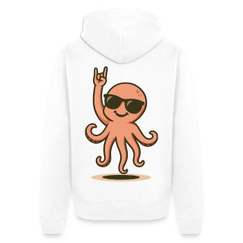 OctoRock Baby - Unisex Premium Organic Zip Hoodie - white - Back - Thijin (182cm)