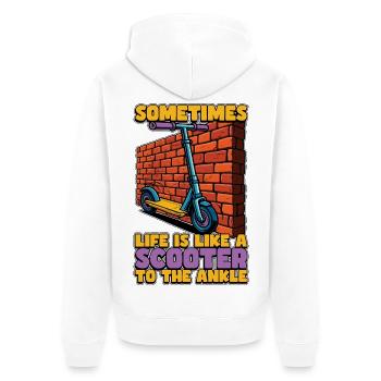Scooter Sometimes Life Is Like Electric Scooter - Unisex Premium Organic Zip Hoodie - white - Back - Thijin (182cm)