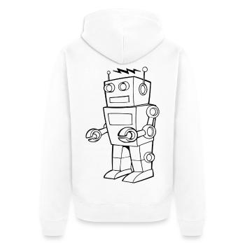 Roboter Vintage Skizze Design - Unisex Premium Bio Zip Hoodie - Weiß - Hinten - Thijin (182cm)