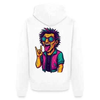 Techno Rave Saying EDM Party - Unisex Premium Organic Zip Hoodie - white - Back - Thijin (182cm)