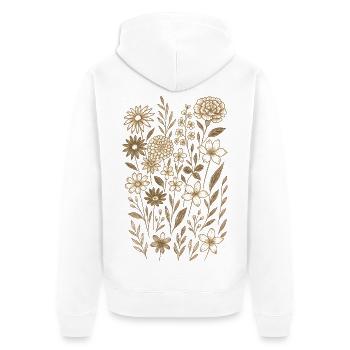 Vintage Blumen Boho Cottagecore - Unisex Premium Bio Zip Hoodie - Weiß - Hinten - Thijin (182cm)