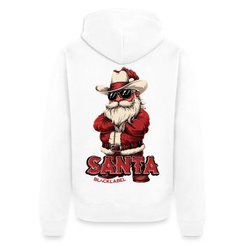 Badass-Santa-by-BlackLabel - Unisex Premium Bio Zip Hoodie - Weiß - Hinten - Thijin (182cm)