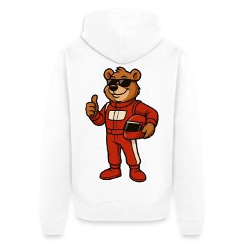 Racer Bear in Racing Suit - Unisex Premium Organic Zip Hoodie - white - Back - Thijin (182cm)