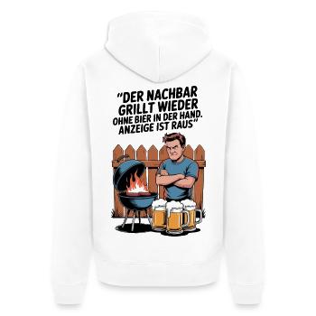 Grillwitz Biermotiv Nachbar Illustration - Unisex Premium Bio Zip Hoodie - Weiß - Hinten - Thijin (182cm)