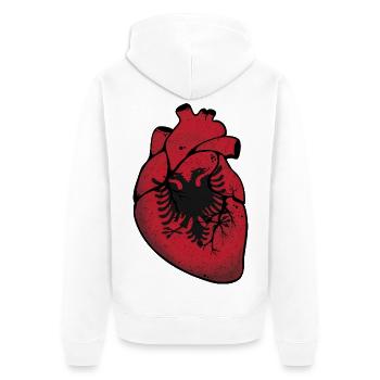Albanien Herz - Unisex Premium Bio Zip Hoodie - Weiß - Hinten - Thijin (182cm)