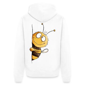 Freches Bienchen Peek-a-Boo Biene  - Unisex Premium Bio Zip Hoodie - Weiß - Hinten - Thijin (182cm)