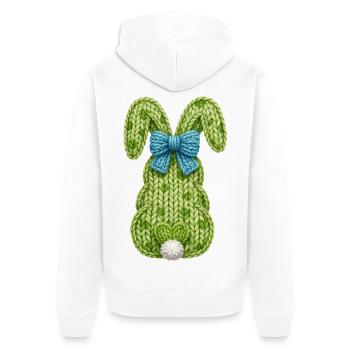Osterhase von hinten mit Schleife Faux Yarn Ostern - Unisex Premium Bio Zip Hoodie - Weiß - Hinten - Thijin (182cm)
