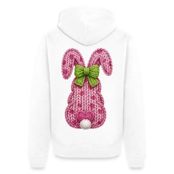 Pâques : Lapin de Pâques par derrière avec un faux nœud - Veste à capuche bio Premium Unisexe - blanc - Dos - Thijin (182cm)