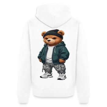 Streetwear Bear Hip Hop Style urbain - Veste à capuche bio Premium Unisexe - blanc - Dos - Thijin (182cm)