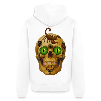 Skull with scorpion t-shirt design. - Unisex Premium Organic Zip Hoodie - white - Back - Thijin (182cm)