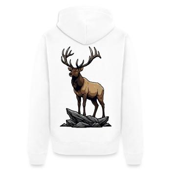 Wapiti Majestueux Élan Nature Sauvage Rocher - Veste à capuche bio Premium Unisexe - blanc - Dos - Thijin (182cm)