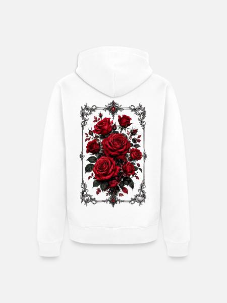 Rosen, Rote Rosen, Rose & Blumen - Unisex Premium Bio Zip Hoodie - Weiß
