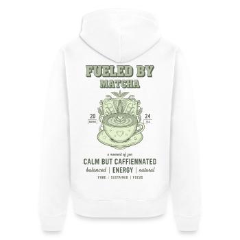 Fueled By Matcha Calm But Caffeinated Green Tea - Unisex Premium Bio Zip Hoodie - Weiß - Hinten - Thijin (182cm)