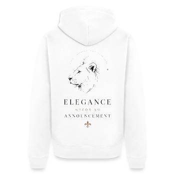 Eleganz Luxus Löwe Minimalismus Statement Ansage - Unisex Premium Bio Zip Hoodie - Weiß - Hinten - Thijin (182cm)