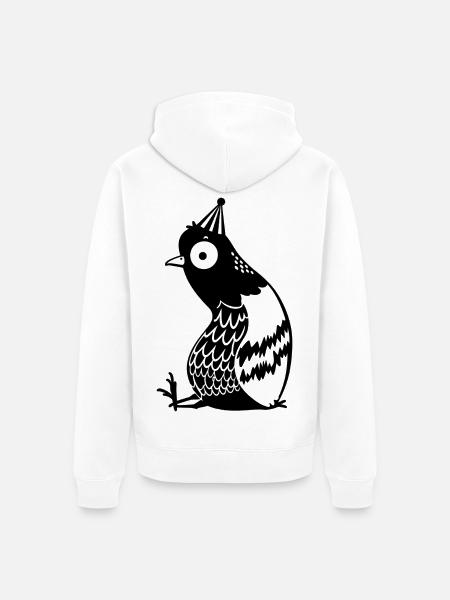 Linienvogel mit Partyhut - Unisex Premium Bio Zip Hoodie - Weiß