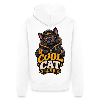 Cool Cat Club Streetwear-Kätzchen - Unisex Premium Bio Zip Hoodie - Weiß - Hinten - Thijin (182cm)