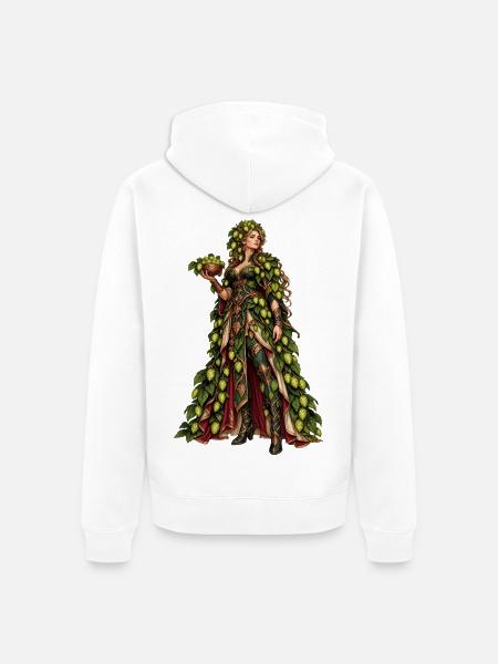 Blätterglanz Göttin im Blattenkleid - Unisex Premium Bio Zip Hoodie - Weiß
