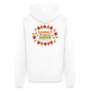 Familien-Thanksgiving 2026 Leaf Burst - Unisex Premium Bio Zip Hoodie - Weiß - Hinten - Thijin (182cm)