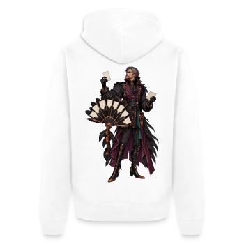 Kartenmagier im finsteren Mantel - Unisex Premium Bio Zip Hoodie - Weiß - Hinten - Thijin (182cm)