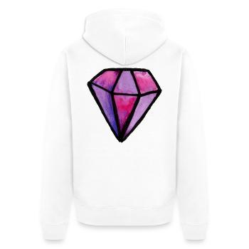 Lila Aquarell-Diamant-Edelstein - Unisex Premium Bio Zip Hoodie - Weiß - Hinten - Thijin (182cm)