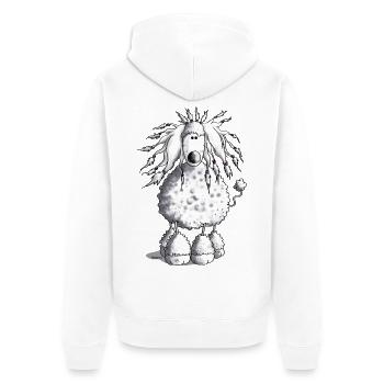 Wuscheliger Pudel - Hund - Unisex Premium Bio Zip Hoodie - Weiß - Hinten - Thijin (182cm)