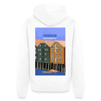 Trondheim Norway - Unisex Premium Organic Zip Hoodie - white - Back - Thijin (182cm)