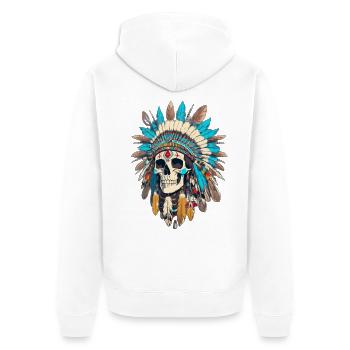 Chief of Chiefs - Unisex Premium Bio Zip Hoodie - Weiß - Hinten - Thijin (182cm)