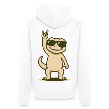 Rocker-Gecko Baby - Unisex Premium Bio Zip Hoodie - Weiß - Hinten - Thijin (182cm)
