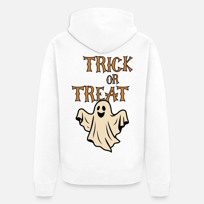 Trick oder Treat Geister Halloween Retro - Unisex Premium Bio Zip Hoodie - Weiß