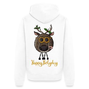 Weihnachts Rentier mit Sonnenbrille - Unisex Premium Bio Zip Hoodie - Weiß - Hinten - Thijin (182cm)
