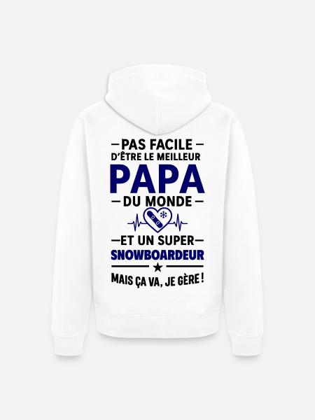 Heart + Snowboard – Super Snowboarder Dad - Unisex Premium Organic Zip Hoodie - white