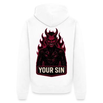 Devil Your Sin, Evil Demon, Hellflames - Unisex Premium Organic Zip Hoodie - white - Back - Thijin (182cm)
