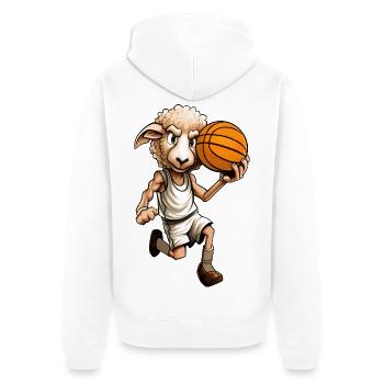 Sheep Basketball / Basketball Player Sheep - Unisex Premium Organic Zip Hoodie - white - Back - Thijin (182cm)